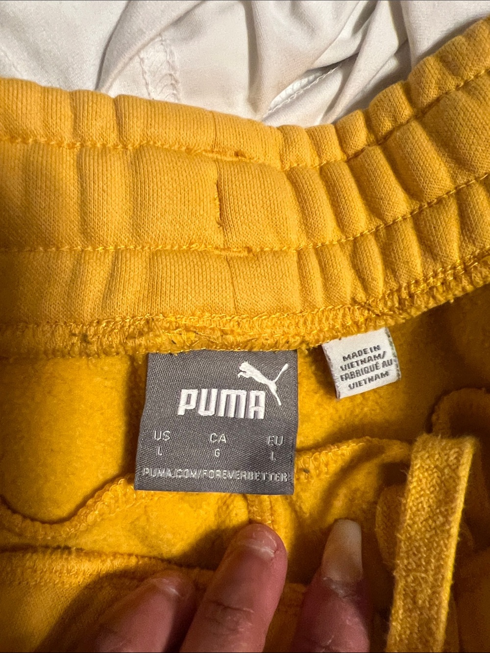 Puma Bright Yellow Sweatpants with Red Logo - Picture 2 of 2